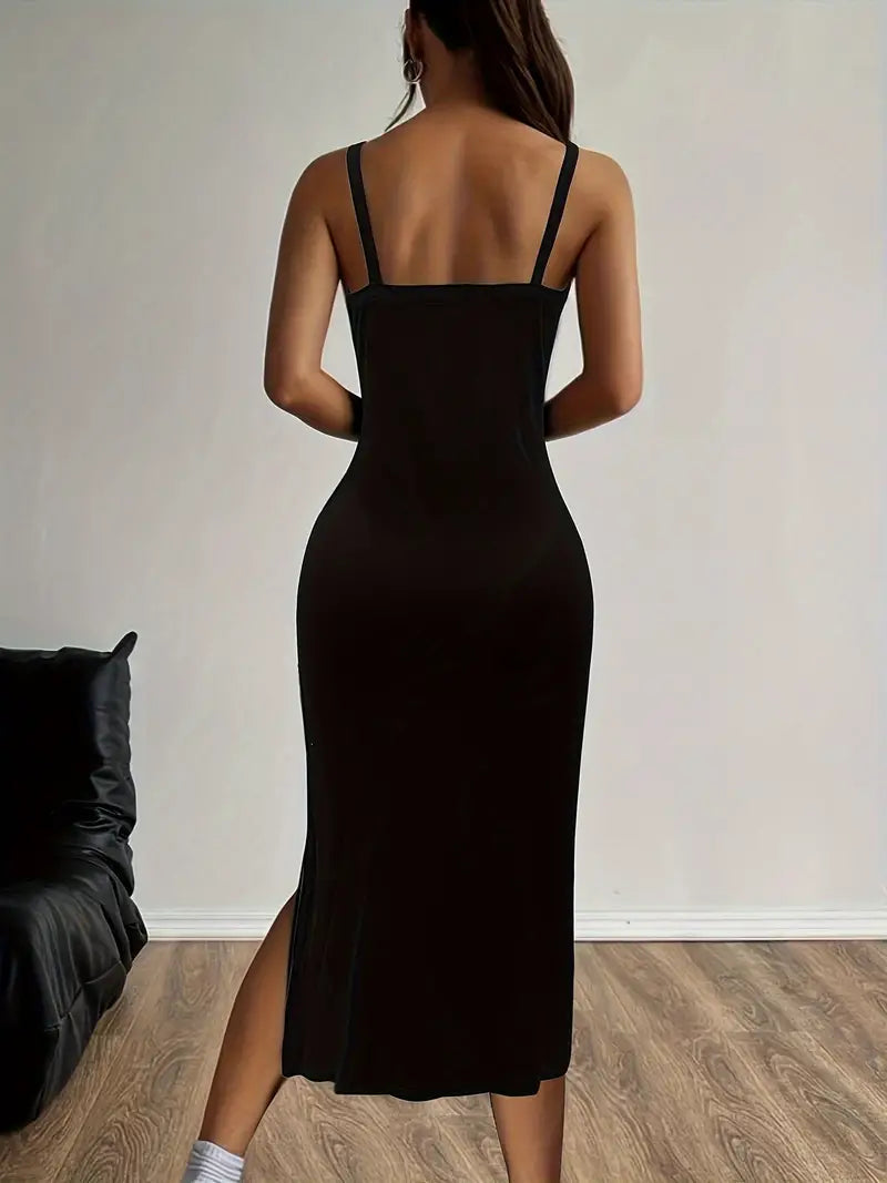 Vestido Midi Minimalista con Tirantes Ajustables