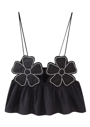 Top con Detalles Florales y Peplum