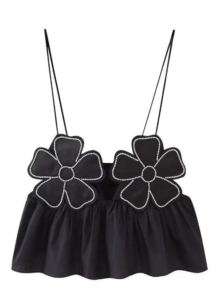 Top con Detalles Florales y Peplum
