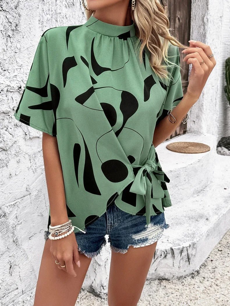 Top Estampado Abstracto con Lazo