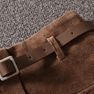 Falda A-Line de Corduroy con Cinturón
