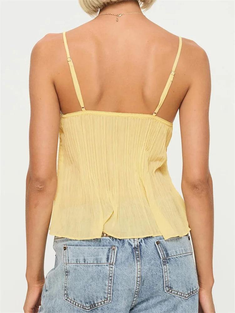 Top Cami Amarillo Mujer – Encaje Delicado, Tejido Plisado, Estilo Romántico-83482-ca50d6e5-87e6-4e2c-abd2-1fdc5159a73d