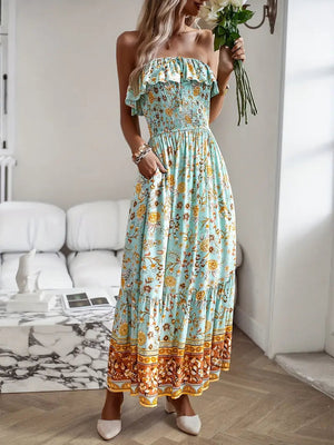 Vestido Midi Floral Bohemio con Abertura