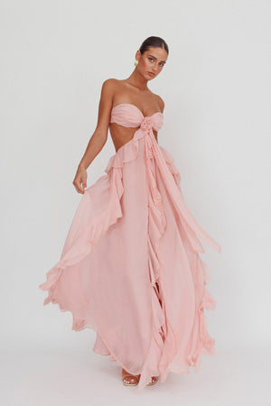 Vestido Strapless Mujer con Cut-Out, Volantes y Silueta Elegante-83518-cc694b8b-1bb4-492a-90e2-f2759ae79db4