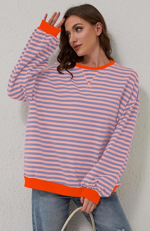Top Rayas Manga Larga Casual