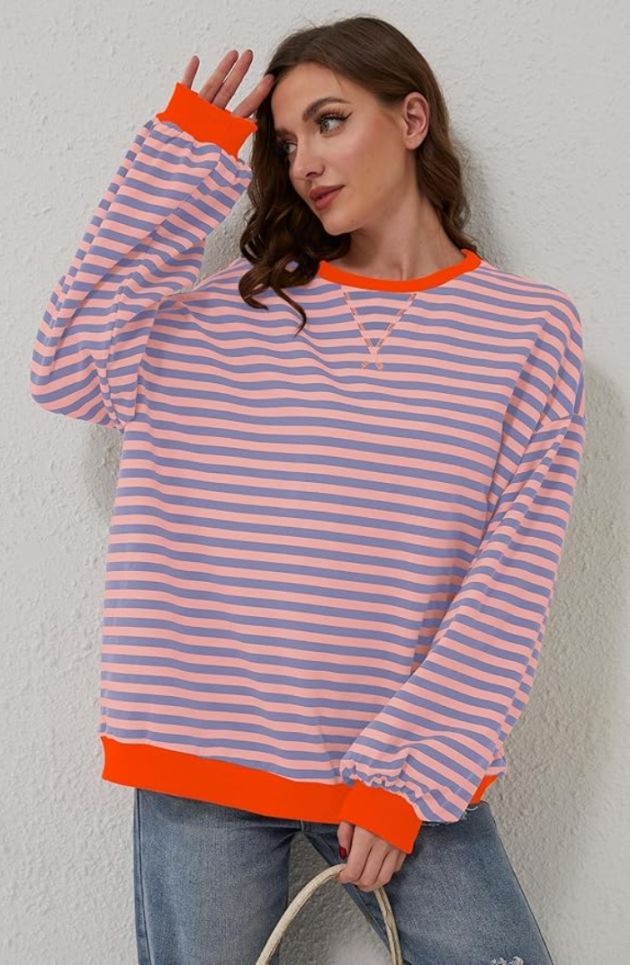 Top Rayas Manga Larga Casual