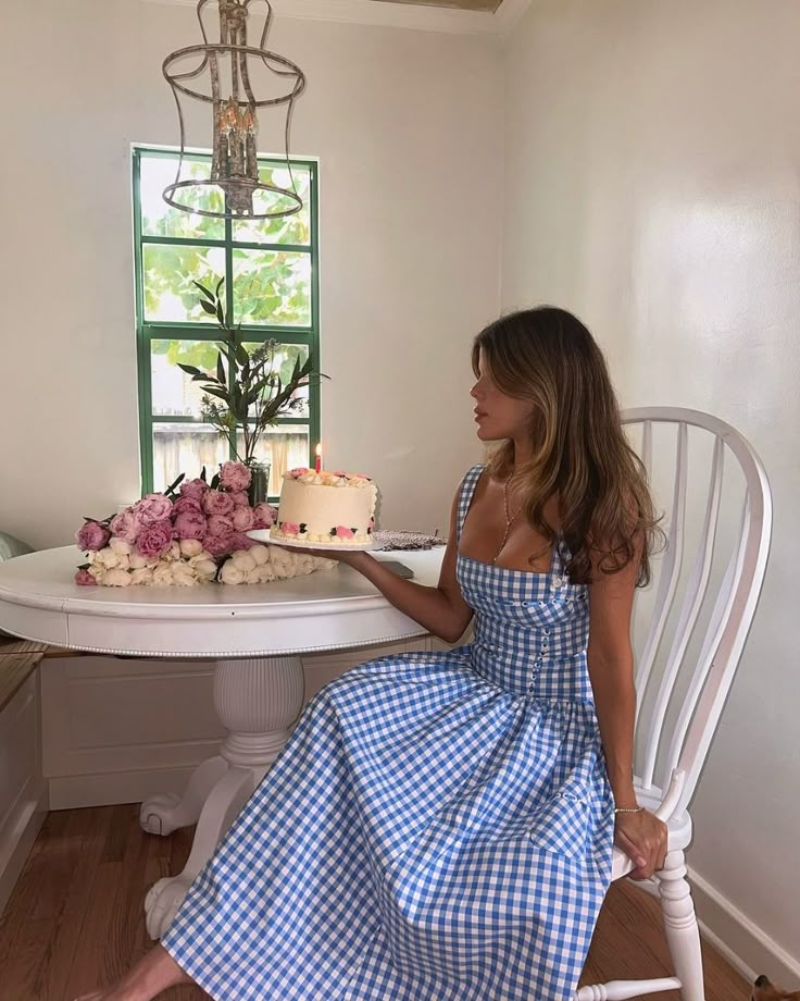 Vestido Gingham Mujer Escote Cuadrado Detalle Botones Estilo Clásico-83592-ccade846-c079-4c8a-9c92-117e2fc55a89