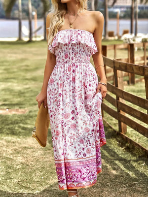 Vestido Midi Floral Bohemio con Abertura