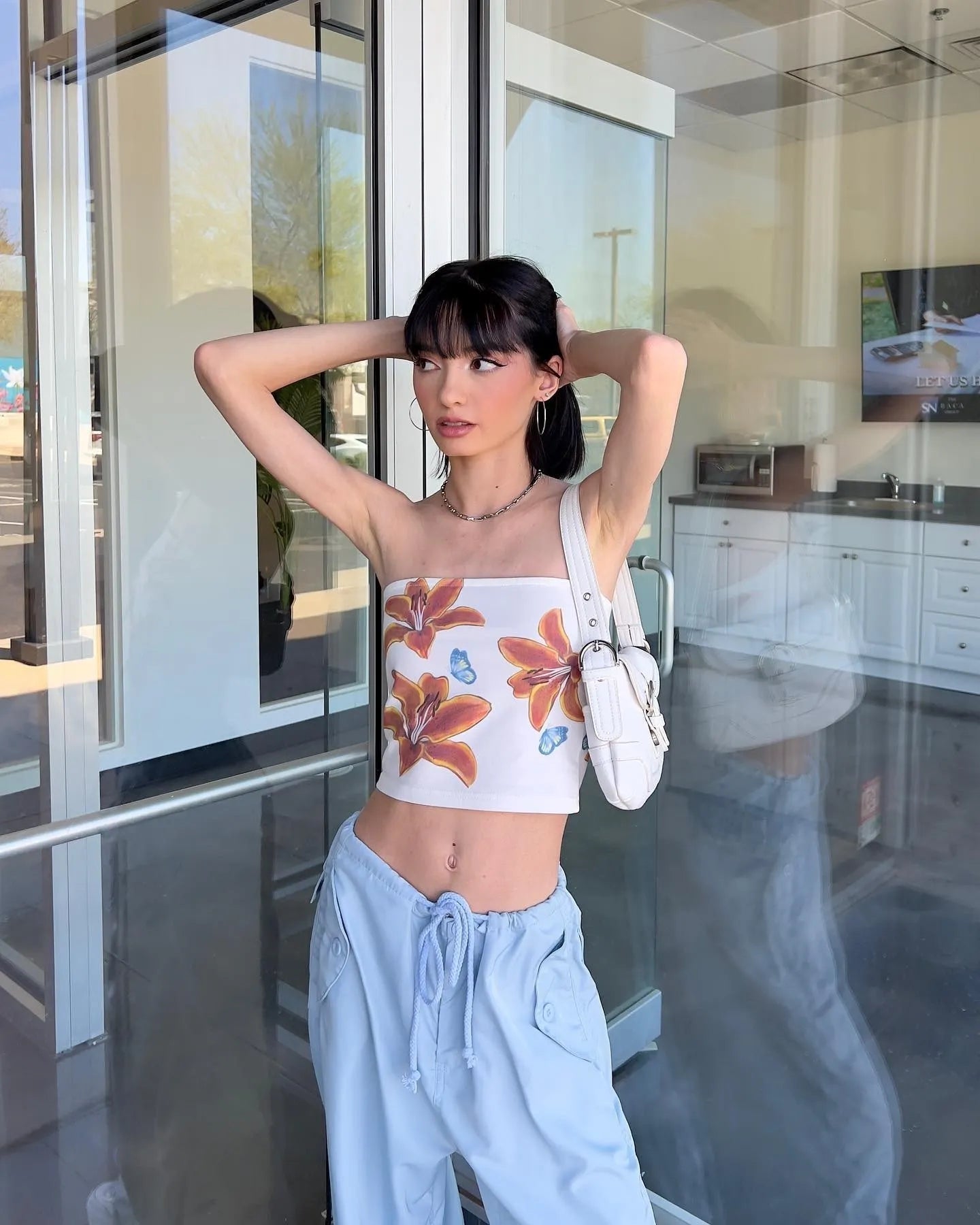 Top Tubo Floral con Mariposas