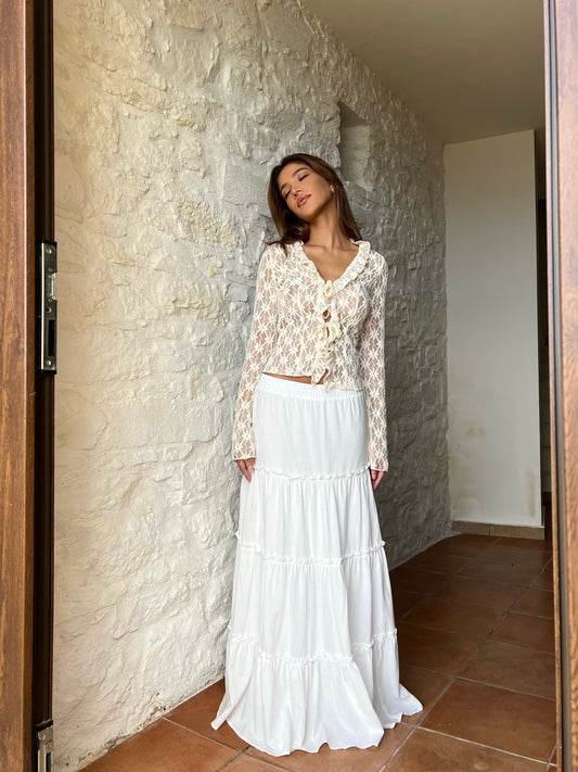 Conjunto Romántico de Encaje con Vuelo