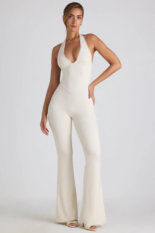 Mono Acanalado de Mujer Cuello Halter Pierna Acampanada Ajustado, Vela Official-83502-d9a8783a-d00a-4abf-9508-89315dc2cac5