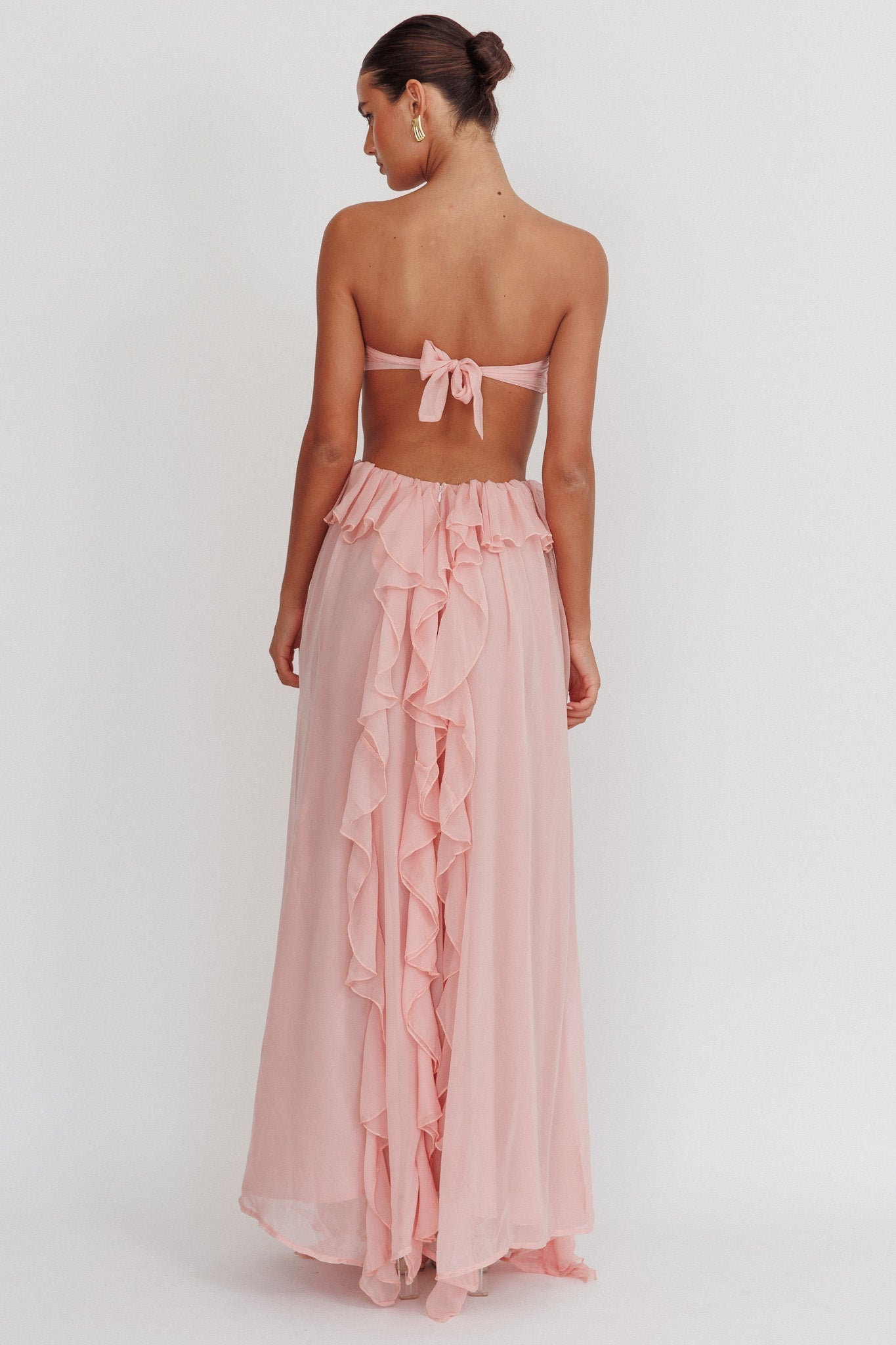 Vestido Strapless Mujer con Cut-Out, Volantes y Silueta Elegante-83518-e16f8697-fd00-4d5e-8e2b-4508c40bdb55