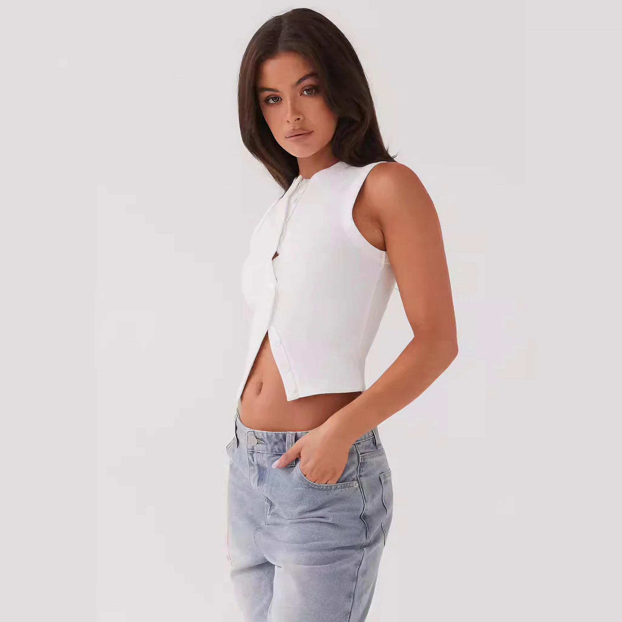 Vestido Acanalado de Mujer sin Mangas con Botones Frontales, Estilo Versátil-83523-efc84e54-cf30-4300-bce1-8d4cbca791ba
