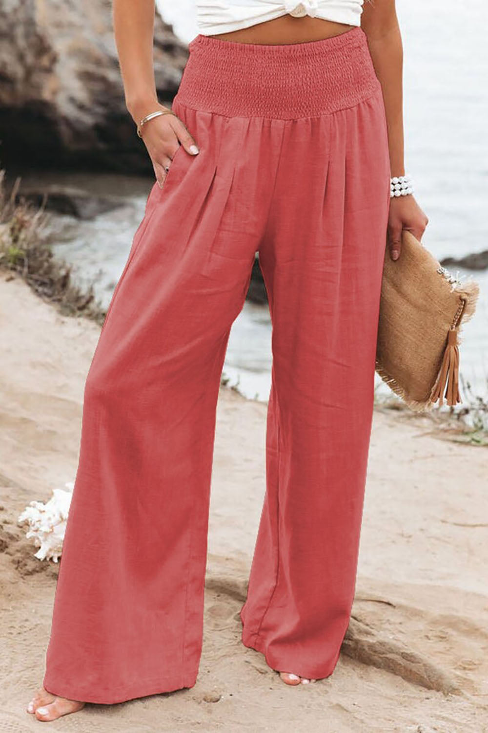 Pantalón Palazzo Fluido de Cintura Smock