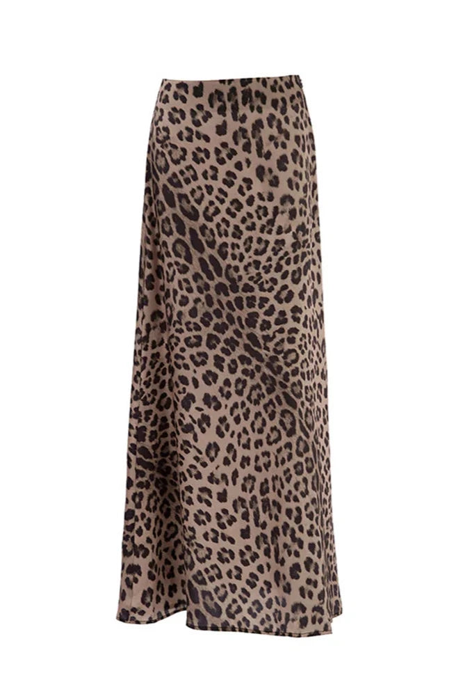 Falda Maxi Estampado Animal Fluida y Chic