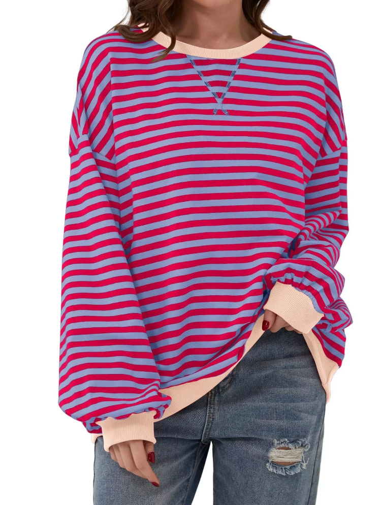 Top Rayas Manga Larga Casual