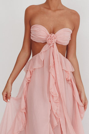 Vestido Strapless Mujer con Cut-Out, Volantes y Silueta Elegante-83518-fcb18231-3e24-4254-86f3-e02af363e873