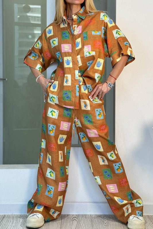 Conjunto Estampado Capri: Camisa y Pantalón