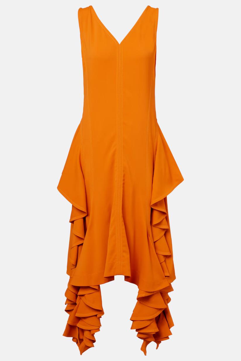 Vestido Moderno con Volantes Asimétricos